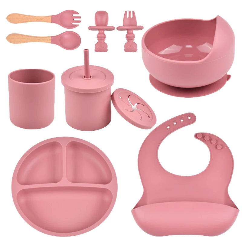 9 Piece Set Silicone Baby Tableware